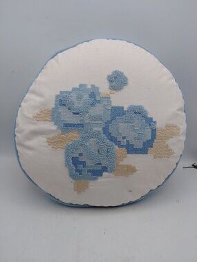 Room Essentials 14" Round Pillow Sky Blue Flowers